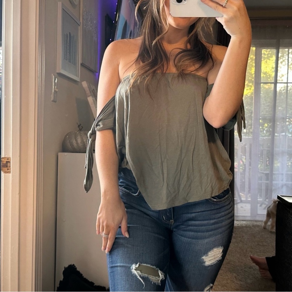 Green Off The Shoulder Top